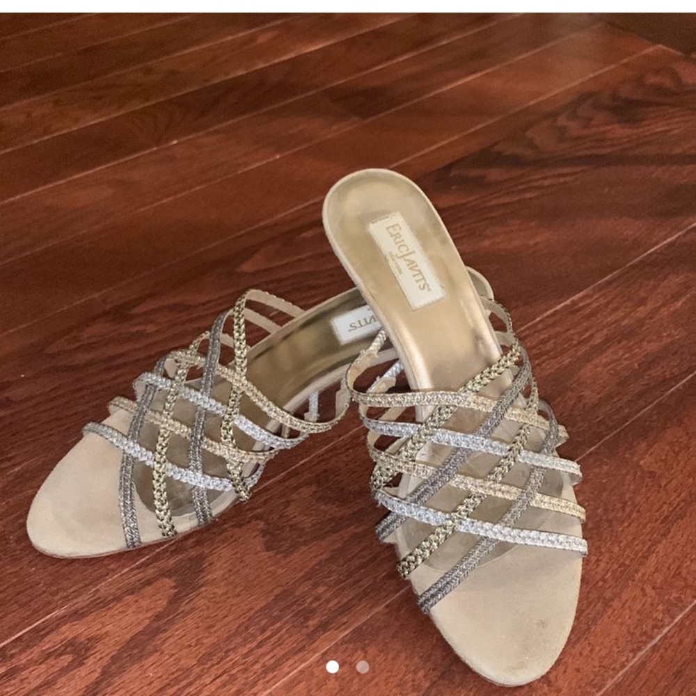 Gold and silver heeled sandals